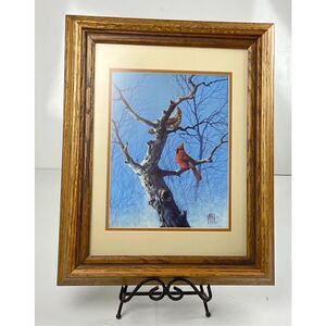 Cardinals in a Tree Signed Varnell 87 Framed Print 9x12